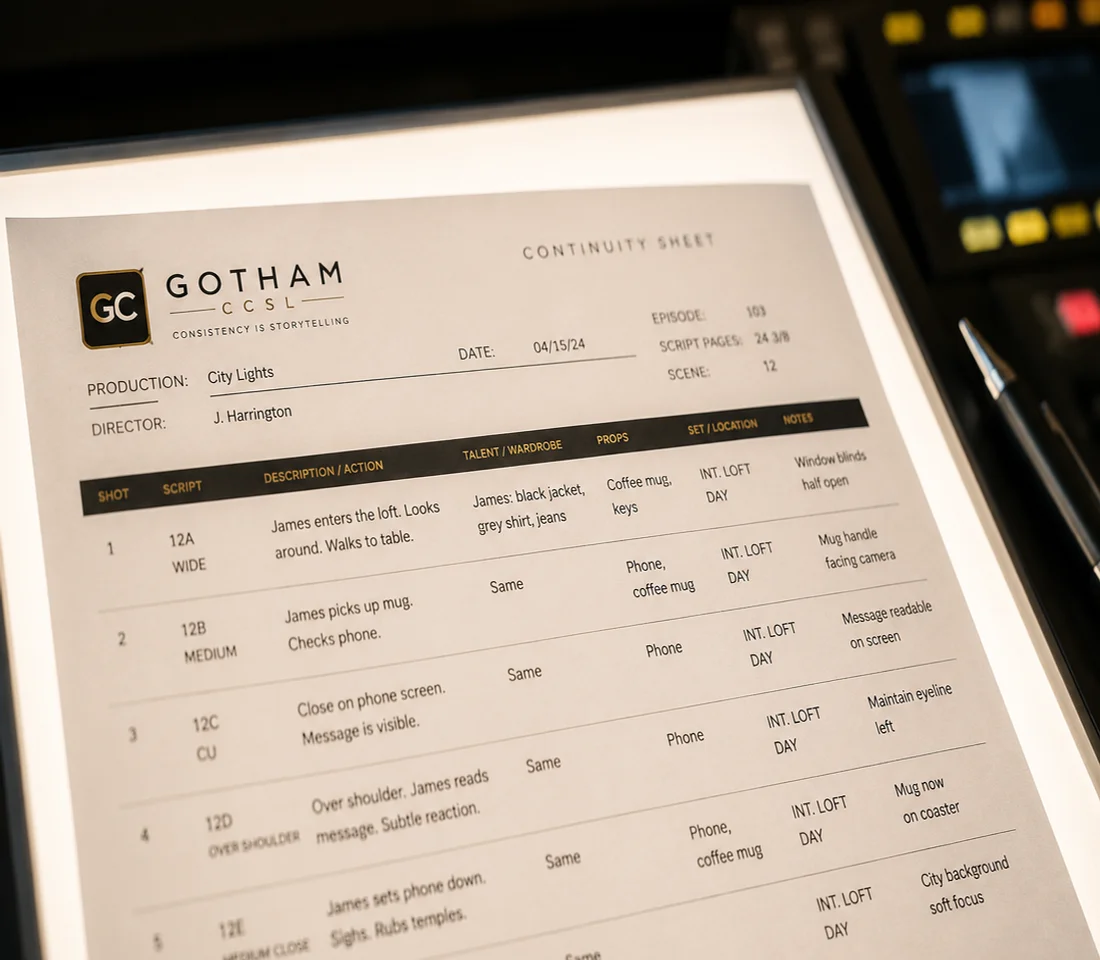 CCSL document being produced frame by frame from a locked picture cut
